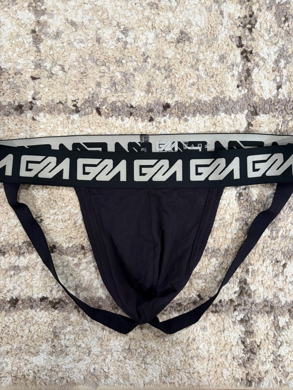 Men's Black Athletic Jockstrap with Logo Waistband